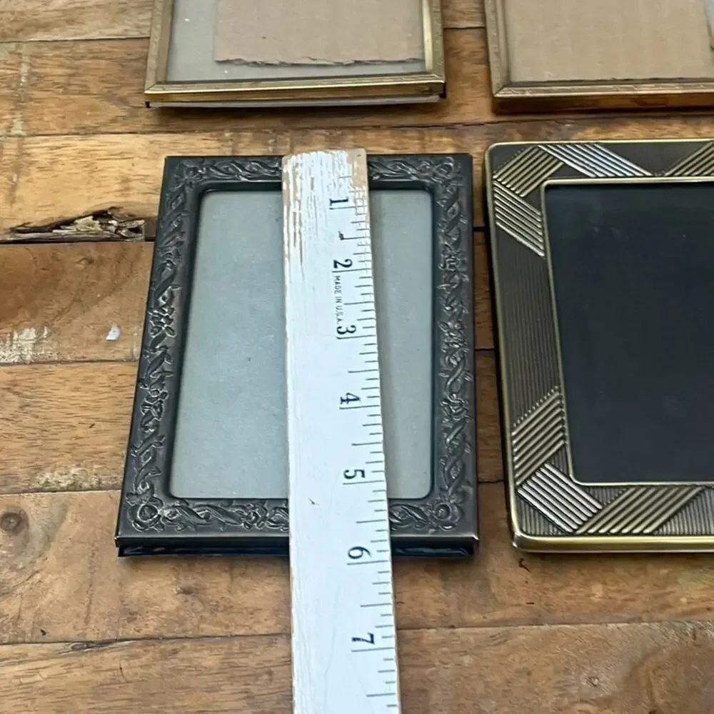 Set of 4 Mixed Silver Plated Picture Frames Ornate & Geometric Patterns